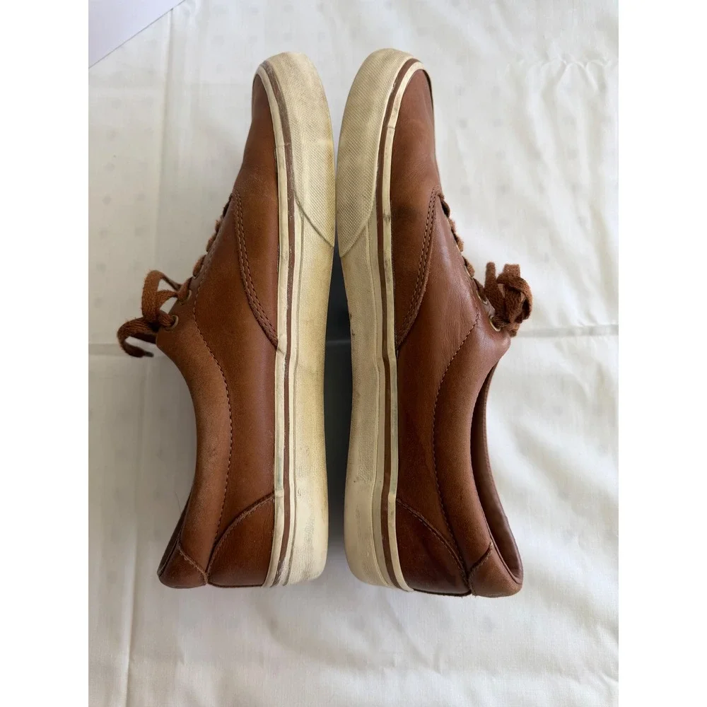 Polo Ralph Lauren Men's Brown Leather Lace‎ Up Sneakers Casual Shoes Size 9.5D